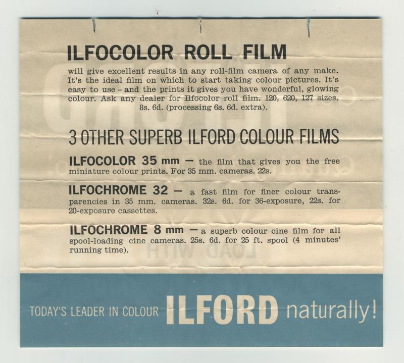 Ilford Selochrome 120 film box leaflet