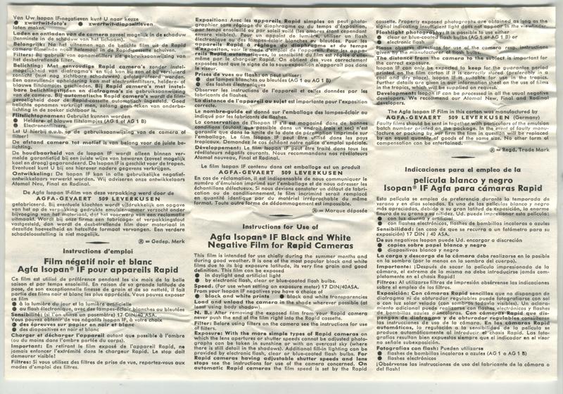 Agfa Isopan IF Rapid 35mm film box leaflet