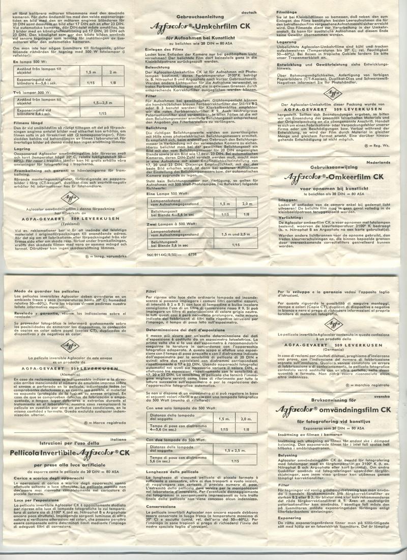 Agfa Agfacolor Reversal Film CK 35mm film box leaflet