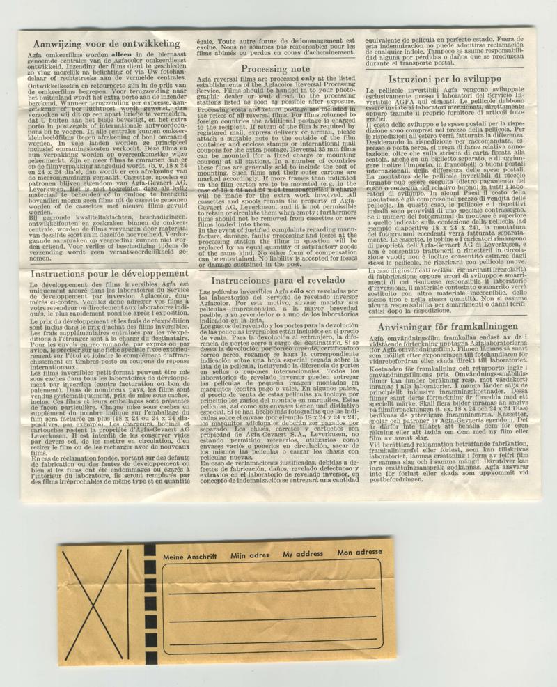 Agfa Agfacolor Reversal Film CK 35mm film box leaflet