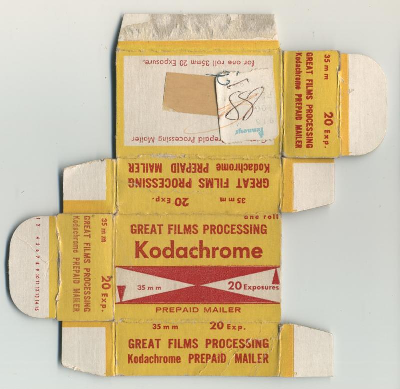 Great Films Processing Kodachrome 35mm film box outside