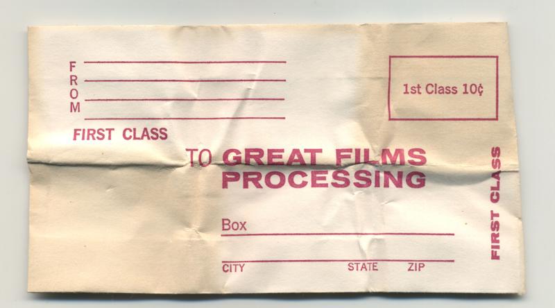 Great Films Processing Kodachrome 35mm film box processing envelope