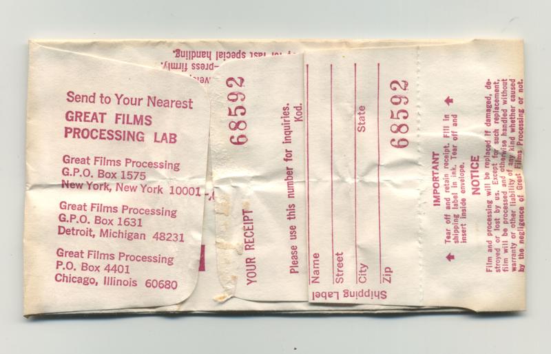 Great Films Processing Kodachrome 35mm film box processing envelope