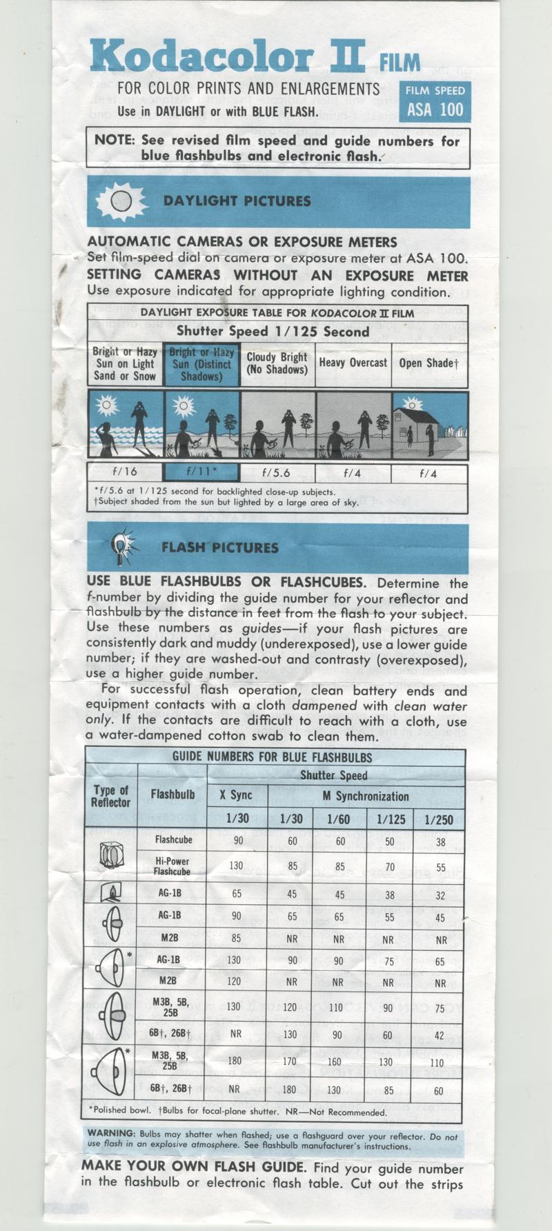 Kodak Kodacolor II 620 film box leaflet