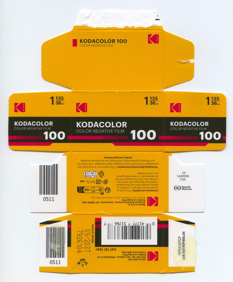 Kodak Kodacolor 100 35mm film box outside