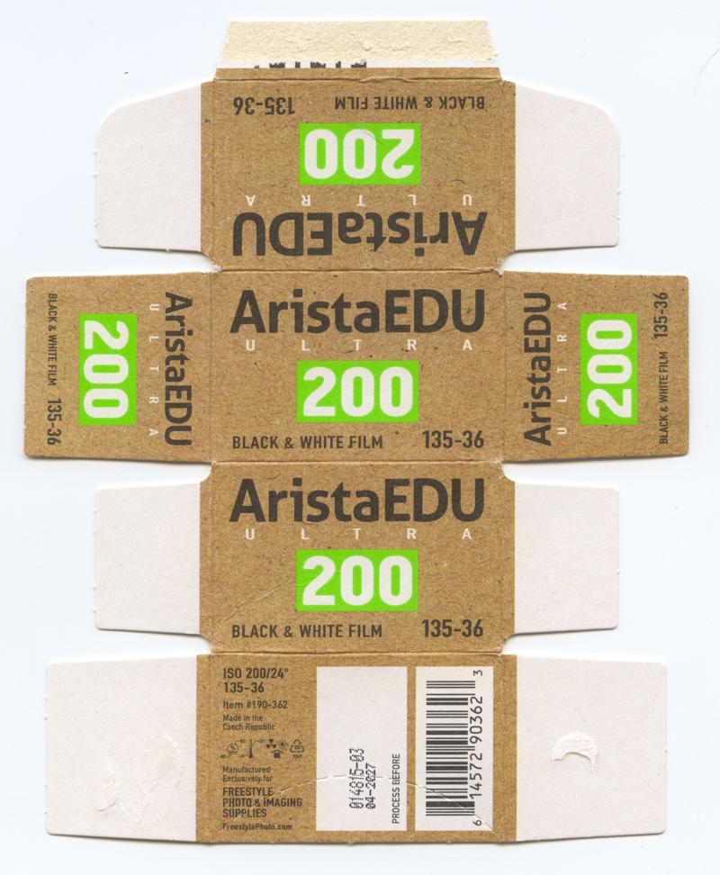 Arista.EDU Ultra 35mm film box outside