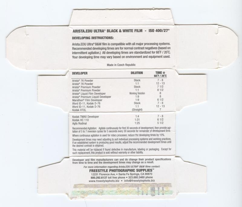 Arista.EDU Ultra 120 film box inside