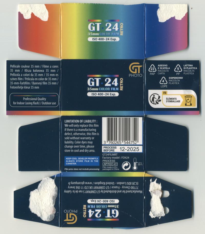 GT Photo GT24 35mm film box outside