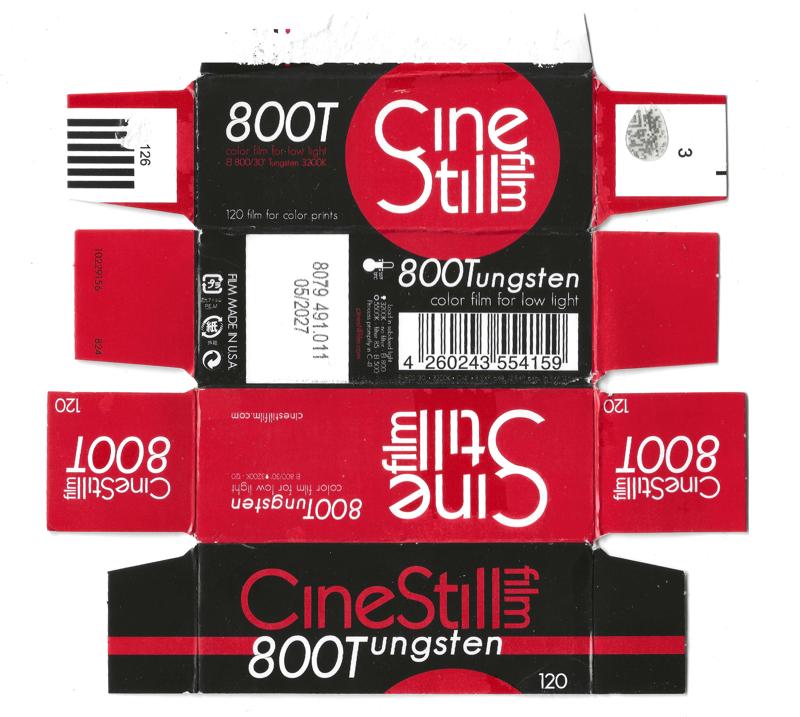 CineStill 800T 120 film box outside