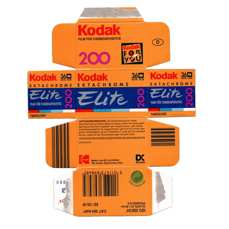 Kodak Ektachrome Elite 200 35mm film box outside