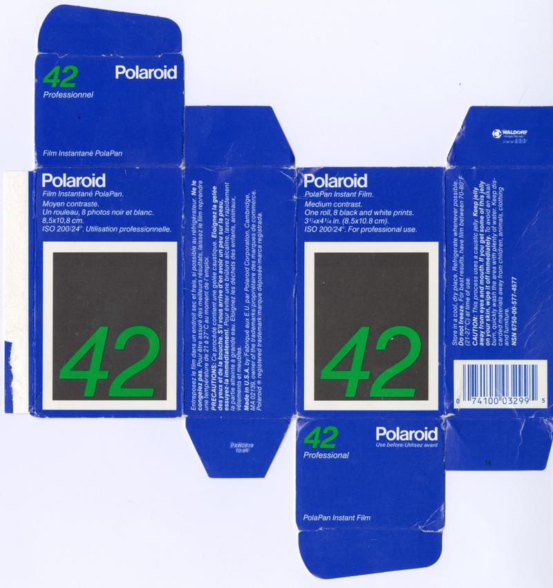 Polaroid Type 42 Instant Roll Film film box outside