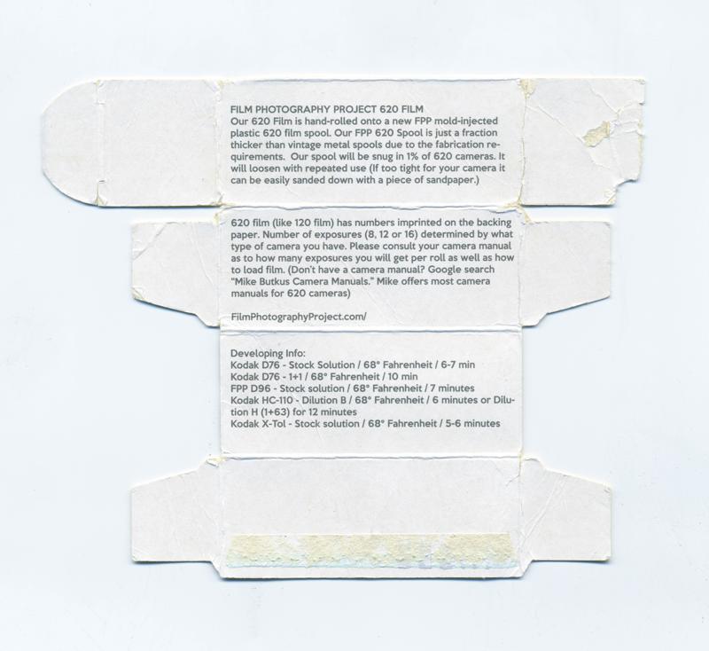 Film Photography Project FPP 620 Black & White Panchromatic Negative Film 620 film box inside