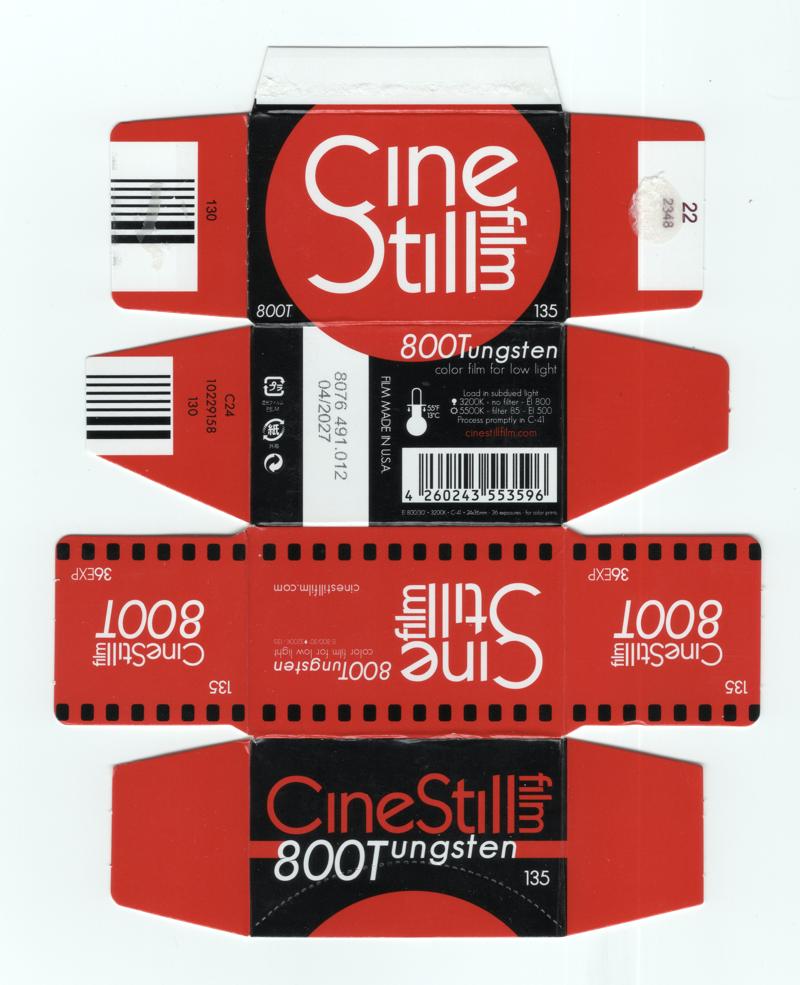 CineStill 800T 35mm film box outside