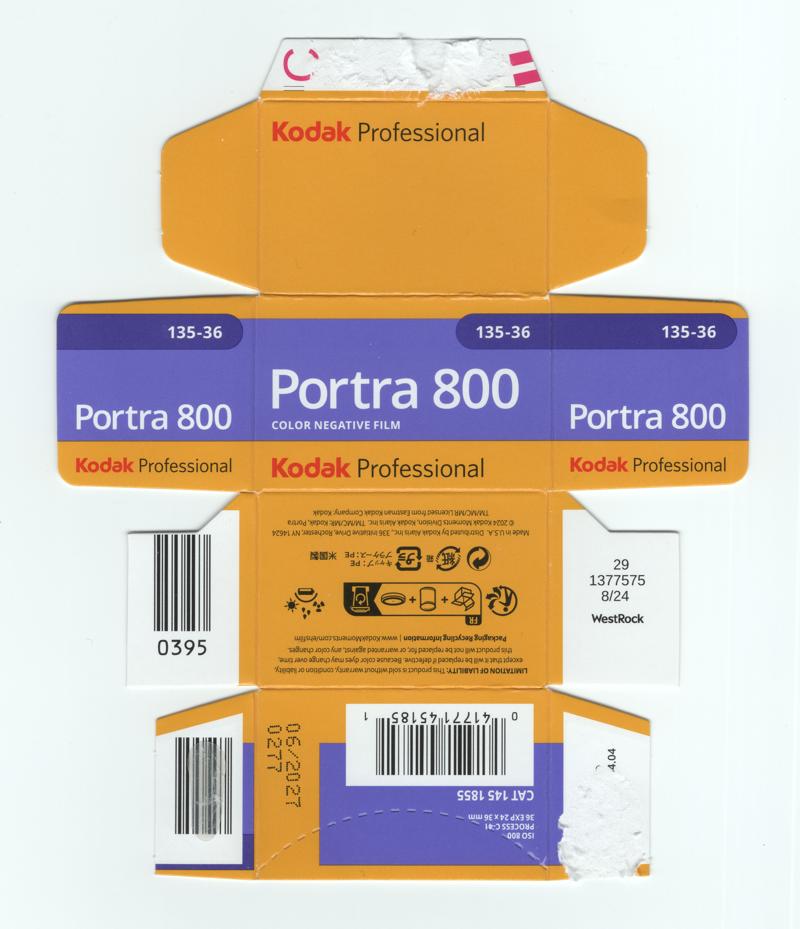 Kodak Portra 800 35mm film box outside