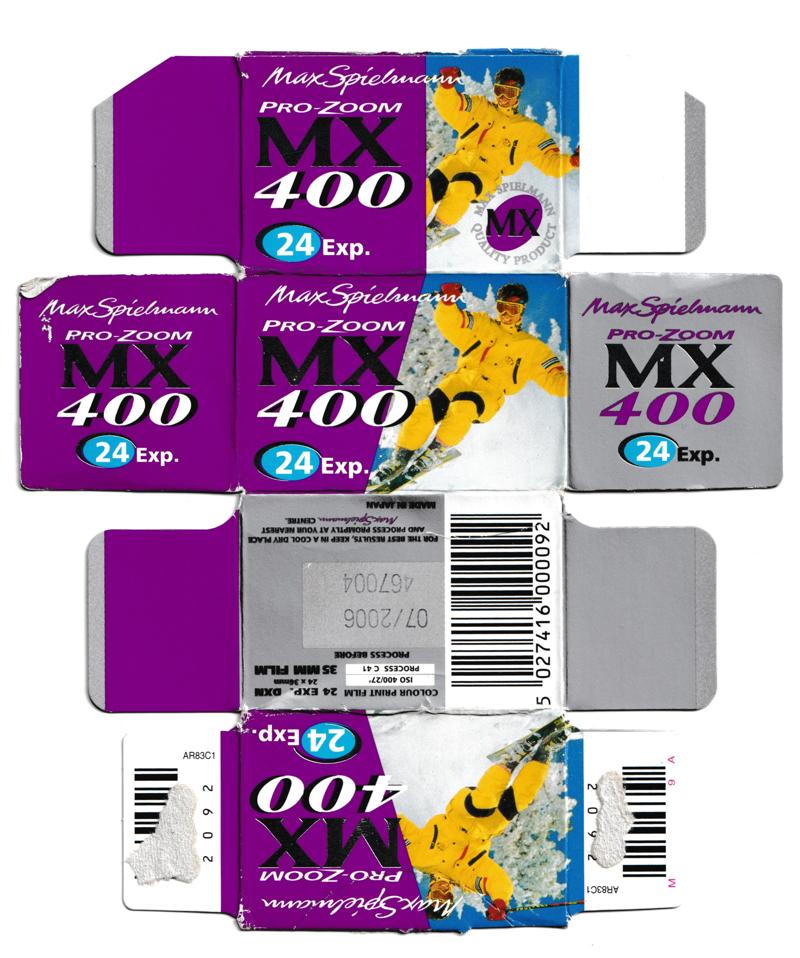 Max Spielmann Pro-Zoom MX 400 35mm film box outside