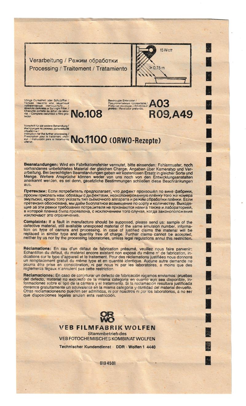 ORWO NP22 35mm film box inside