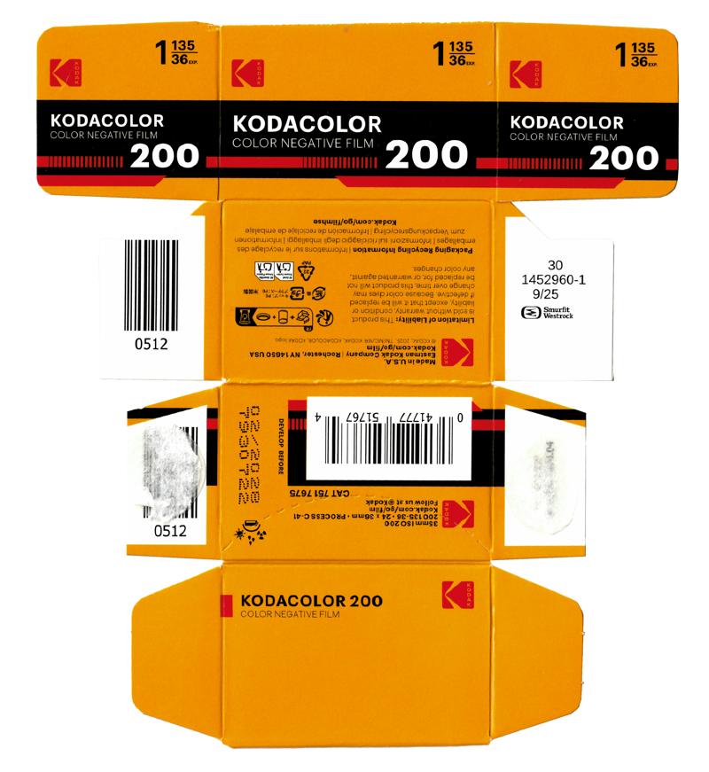 Kodak Kodacolor 200 35mm film box outside