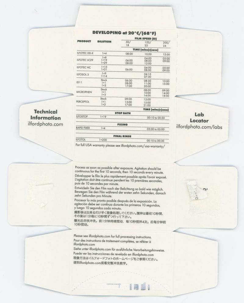 Ilford FP4 Plus 35mm film box inside