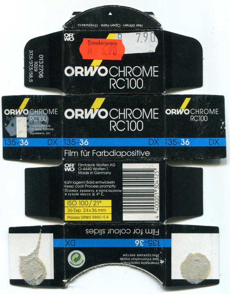 ORWO OrwoChrome RC100 35mm film box outside