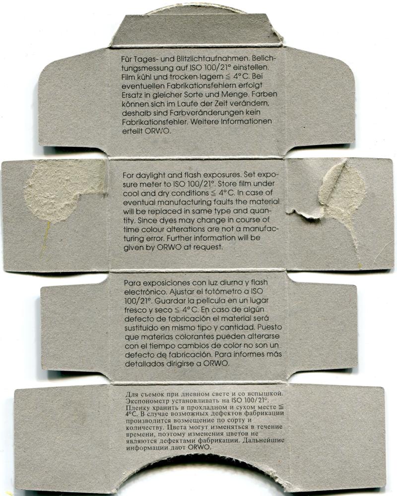 ORWO OrwoChrome RC100 35mm film box inside