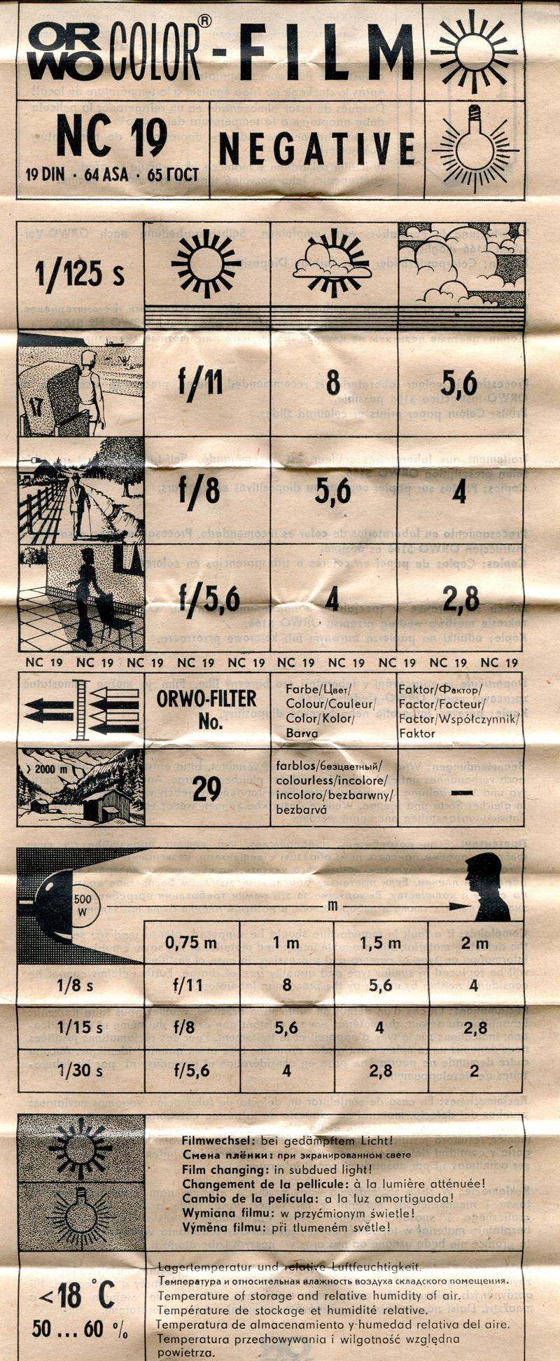 ORWO NC 19 120 film box leaflet