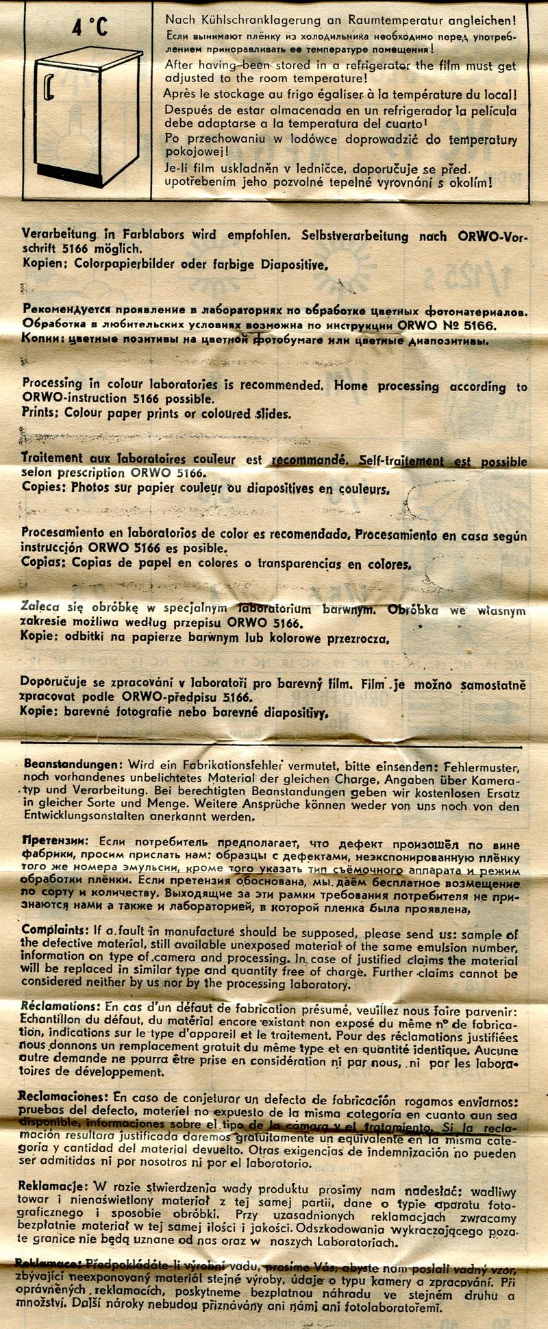 ORWO NC 19 120 film box leaflet