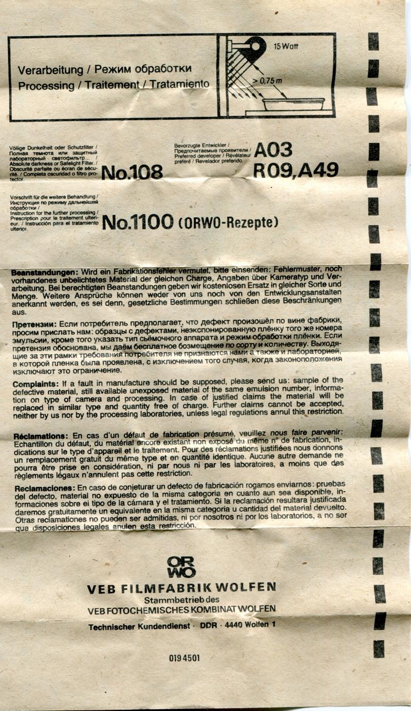ORWO NP 22 120 film box leaflet