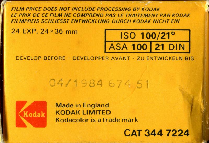 Kodak Kodacolor II 35mm film box outside