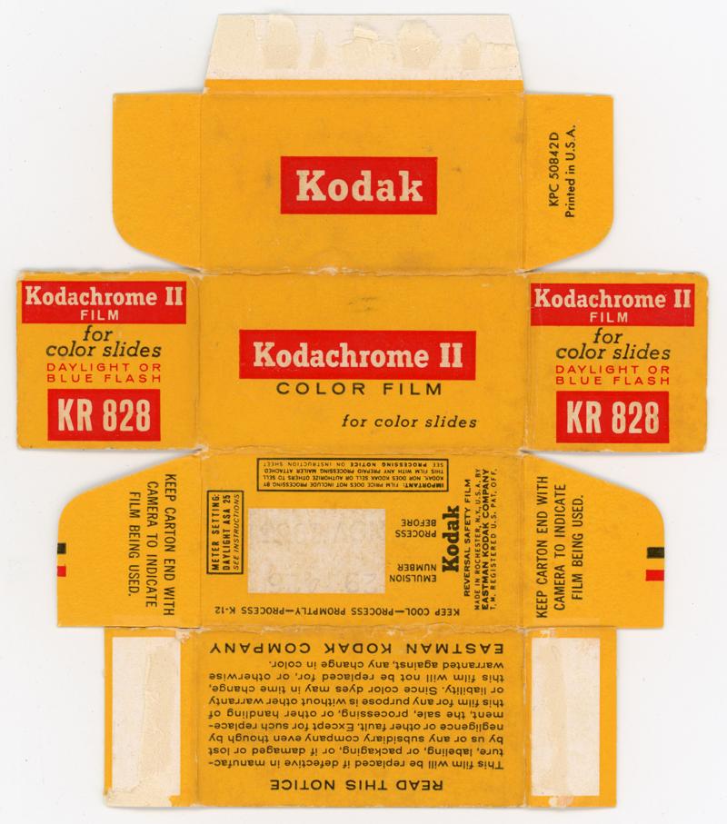 Kodak Kodachrome II 828 film box outside