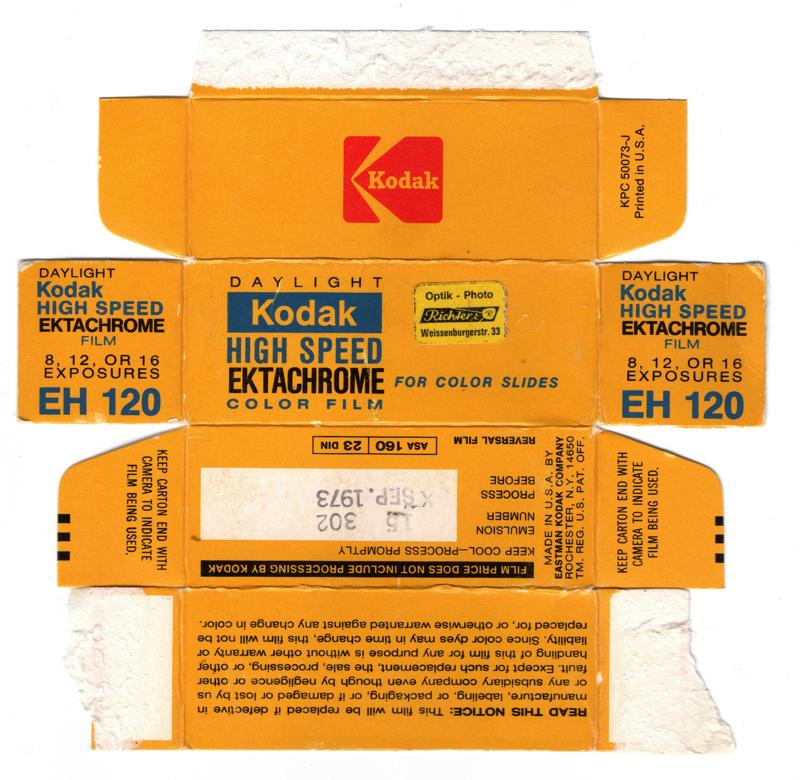 Kodak High Speed Ektachrome 120 film box outside