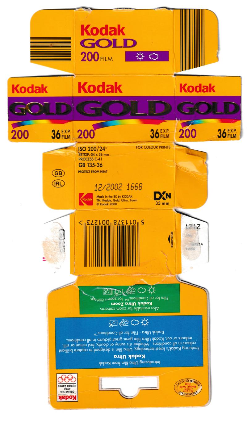 Kodak Gold 200 35mm film box outside