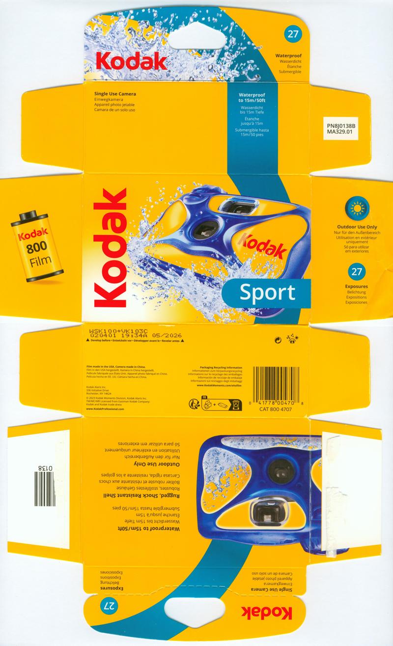 Kodak Sport Single Use Camera 35mm film box outside