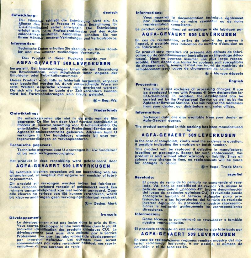 Agfa AgfaChrome 50 S 120 film box leaflet