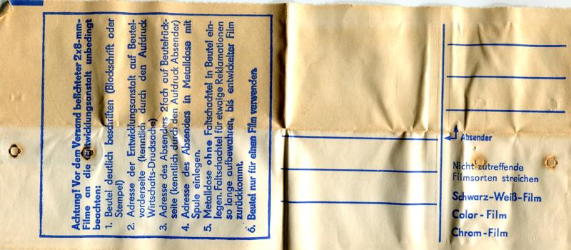 ORWO OrwoColor UT13 8mm film box processing envelope
