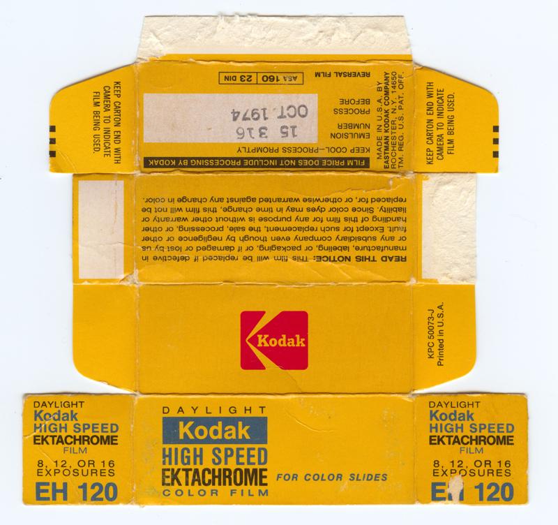 Kodak High Speed Ektachrome 120 film box outside
