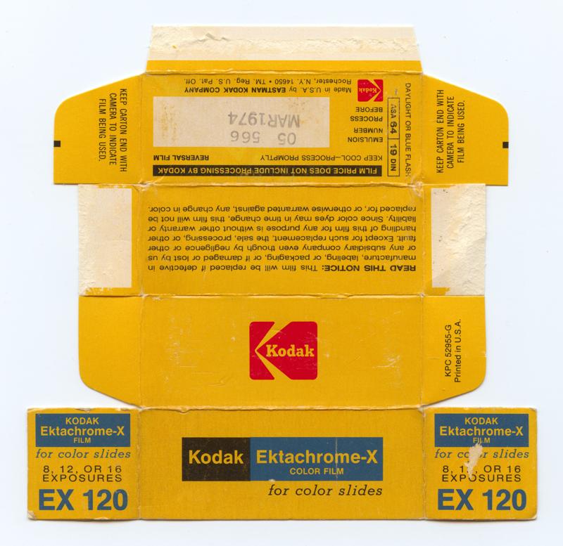 Kodak Ektachrome-X 120 film box outside