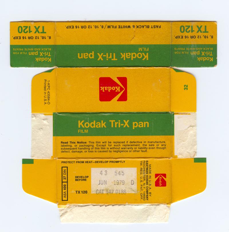 Kodak Tri-X Pan 120 film box outside
