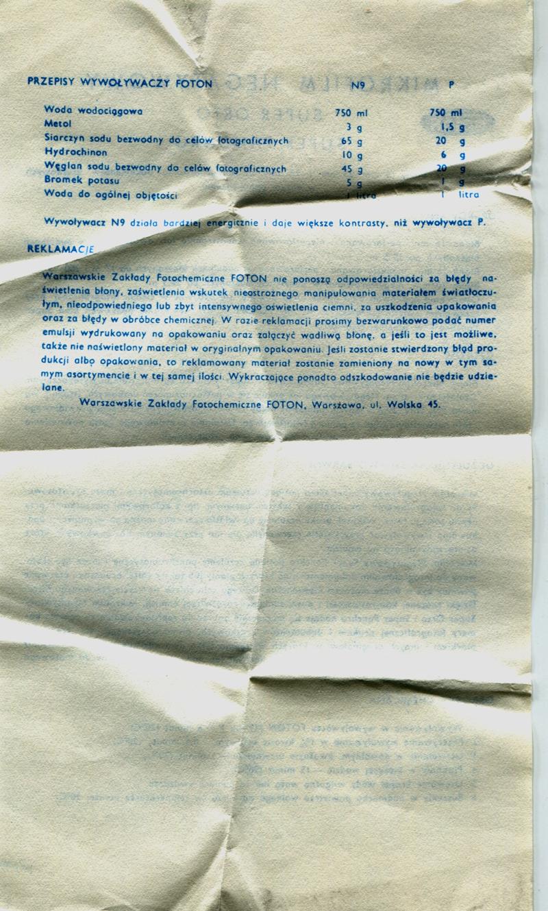Foton Super Orto 35mm film box leaflet