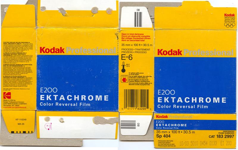 Kodak Ektachrome E200 35mm film box outside