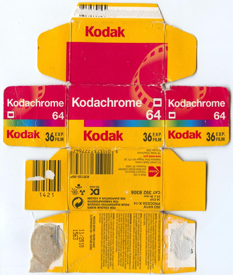 Kodak Kodachrome 64 220 film box outside