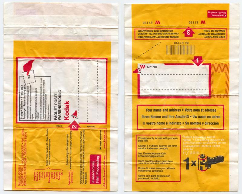Kodak Kodachrome 64 220 film box processing envelope