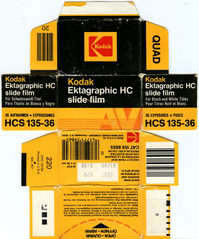 Kodak Ektagraphic HC Slide Film 35mm film box outside