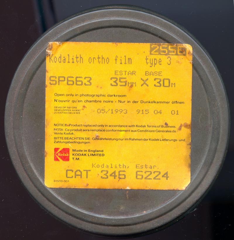 Kodak Kodalith ortho film type 3 35mm film box outside
