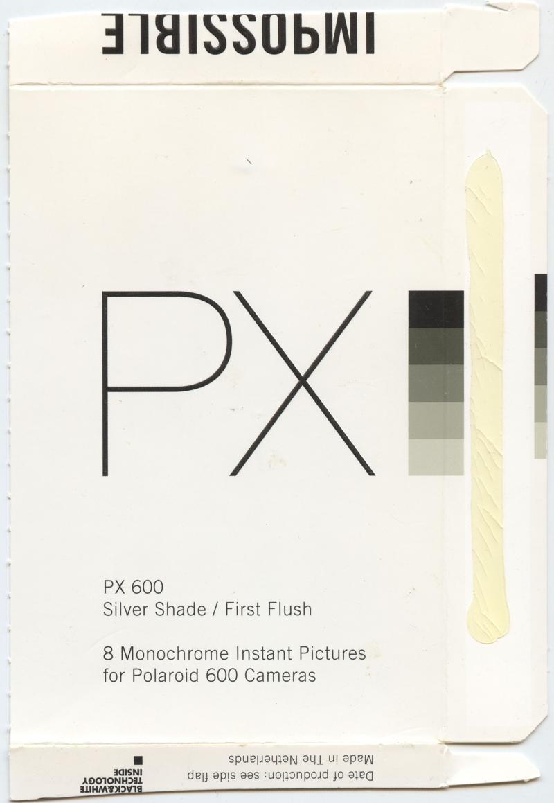 Impossible Project PX 600 Silver Shade / First Flush Instant Integral Film film box outside