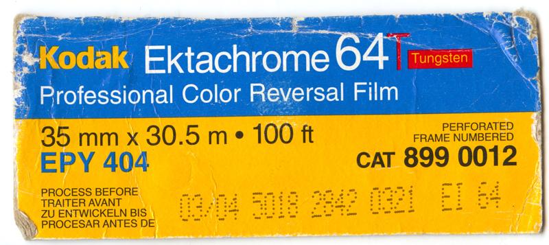 Kodak Ektachrome 64T 35mm film box outside