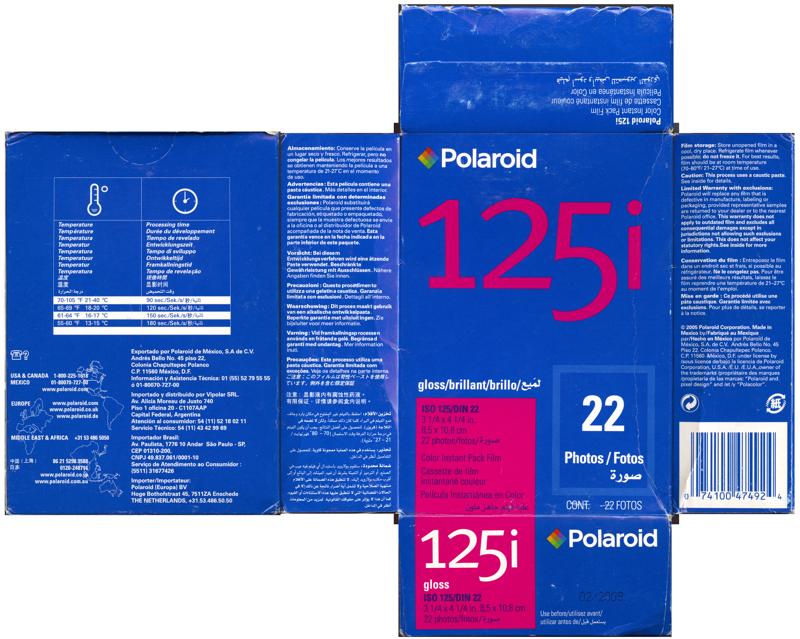 Polaroid 125i Gloss Instant Pack Film film box outside