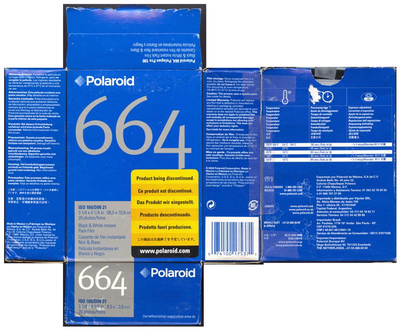 Polaroid 664 Instant Pack Film film box outside