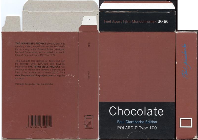 Impossible Project Polaroid Type 100 Chocolate Paul Giambarba Edition Instant Pack Film film box outside