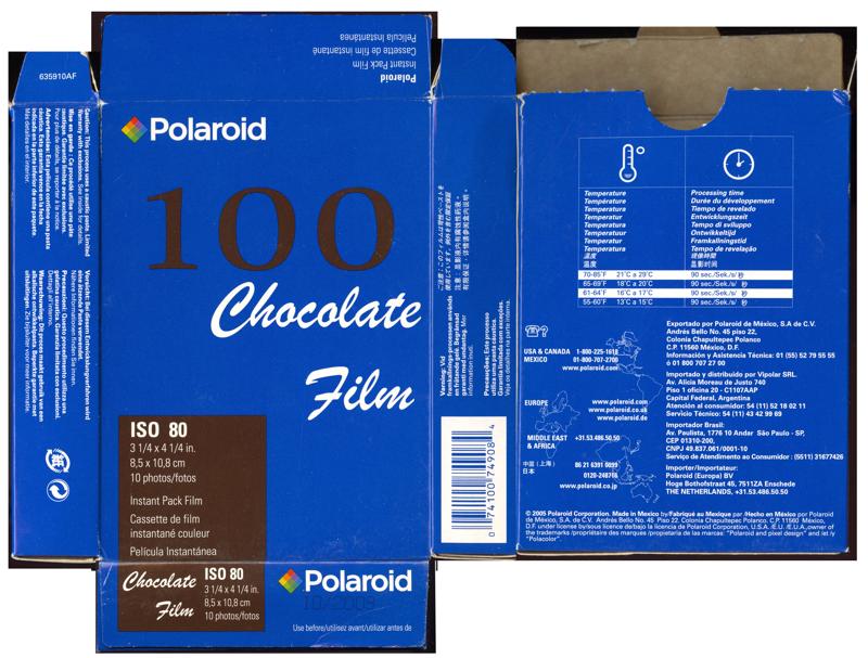 Polaroid 100 Chocolate Film Instant Pack Film film box outside