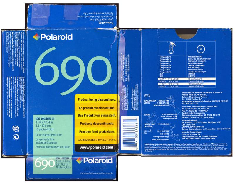 Polaroid 690 Instant Pack Film film box outside